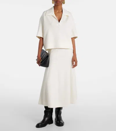 Jil Sander Flared A-line Midi Skirt In Weiss