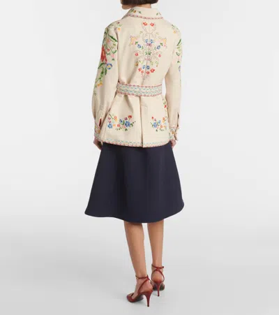 Valentino Garavani Embroidered Denim Blazer In Multi