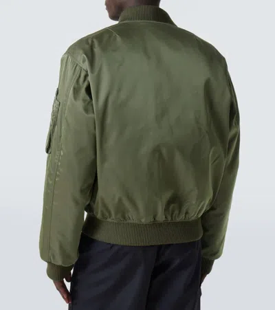 Prada Triangle Logo Satin Bomber Jacket In Grün