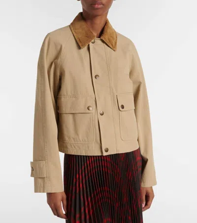 Burberry Beige Cropped Cotton Jacket In Beige