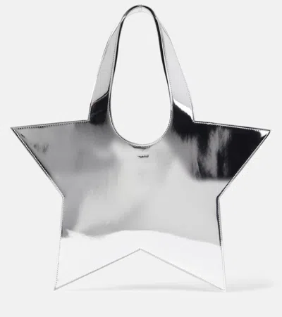 Coperni Mini Star-shaped Tote Bag With Mirror-effect Finish In Silver