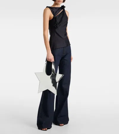 Coperni Mini Star-shaped Tote Bag With Mirror-effect Finish In Silver