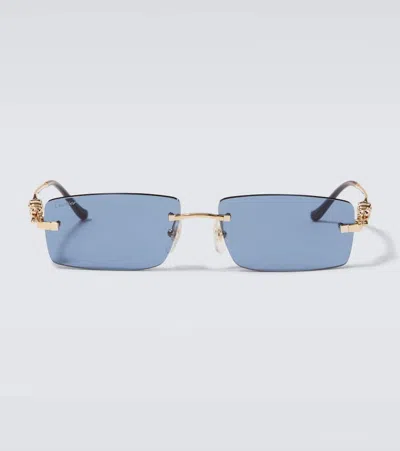 Cartier Panthère De  Rectangular Sunglasses In Blau