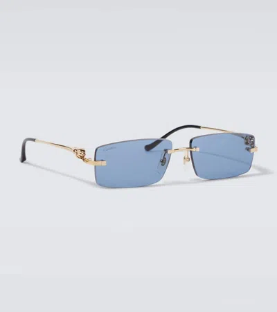 Cartier Panthère De  Rectangular Sunglasses In Blau