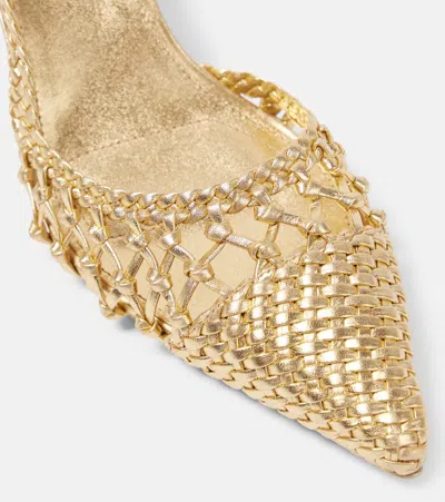 Simkhai Dylan Woven Metallic Leather Slingback Pumps In Gold