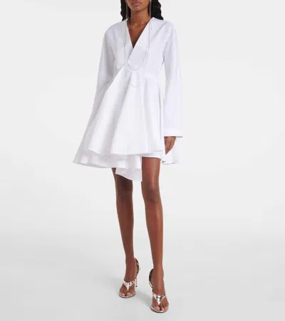 Alaïa Asym Belt Dress In Poplin In Weiss