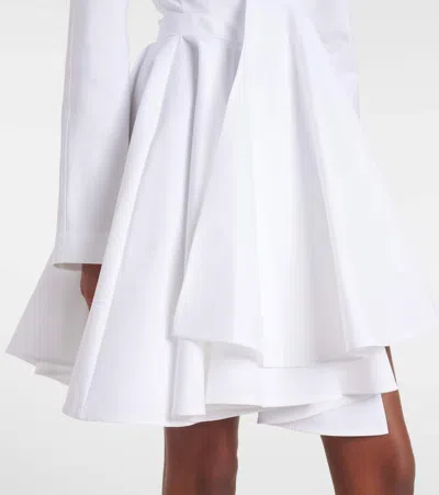 Alaïa Asym Belt Dress In Poplin In Weiss