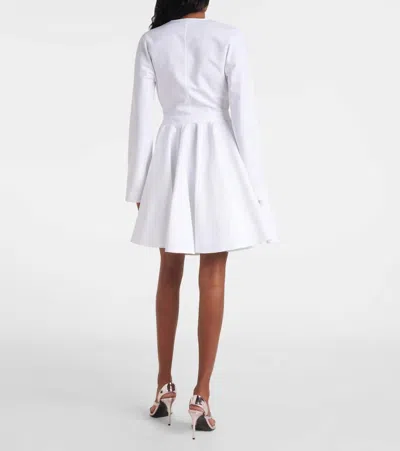 Alaïa Asym Belt Dress In Poplin In Weiss