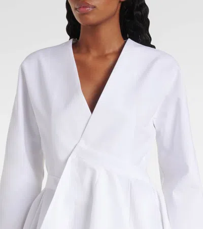 Alaïa Asym Belt Dress In Poplin In Weiss