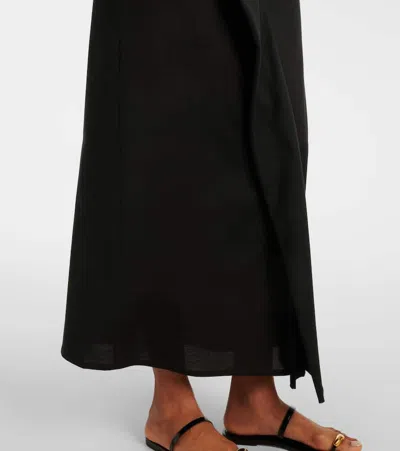 Plan C Asymmetric Draped Midi Dress In Schwarz