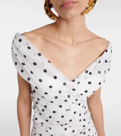 Jacquemus 'the Rita' White Dress With V-neck And Polka Dot Motif
