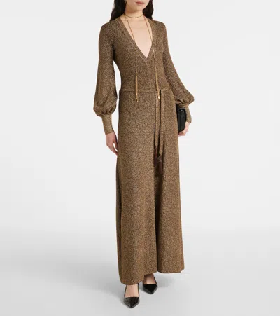 Tom Ford Embellished Metallic Jersey Maxi Dress In Gold