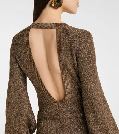 Tom Ford Embellished Metallic Jersey Maxi Dress In Gold