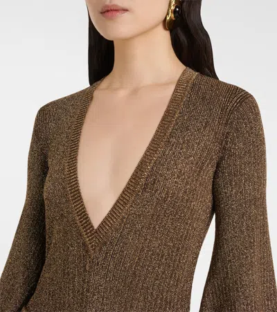 Tom Ford Embellished Metallic Jersey Maxi Dress In Gold