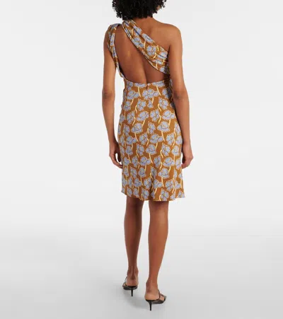 Versace Printed Stretch Crepe One-shoulder Dress In Multicoloured