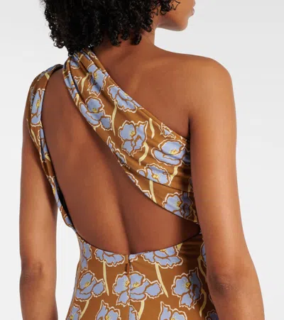 Versace Printed Stretch Crepe One-shoulder Dress In Multicoloured