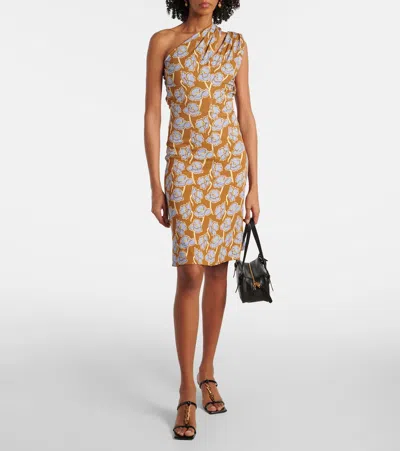 Versace Printed Stretch Crepe One-shoulder Dress In Multicoloured