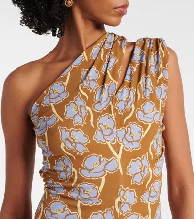 Versace Printed Stretch Crepe One-shoulder Dress In Multicoloured