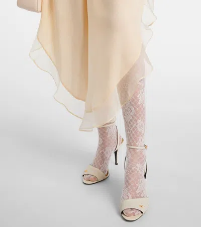 Valentino Garavani Ivory Lace Tights In Animal Print