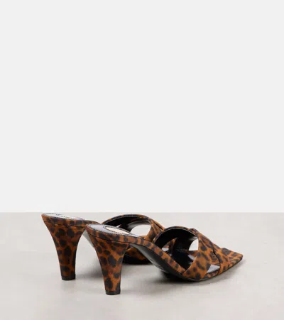 Saint Laurent Mule Jill In Gros-grain Leopard Print In Yellow