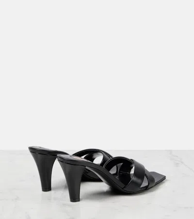 Saint Laurent Jill Mules With Square Toe And Cross Strap Design In Black