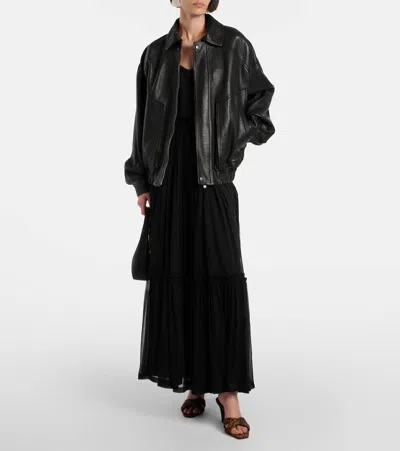 Saint Laurent Mule Jill In Gros-grain Leopard Print In Yellow