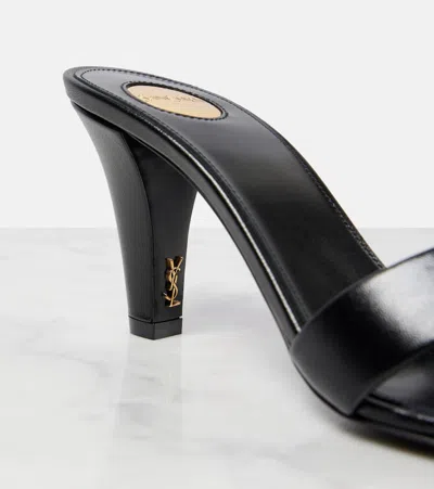 Saint Laurent Jill Mules With Square Toe And Cross Strap Design In Black