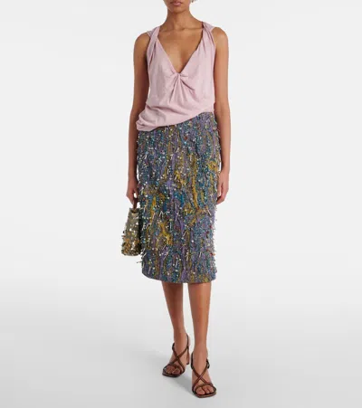 Dries Van Noten Jersey Top In Pink