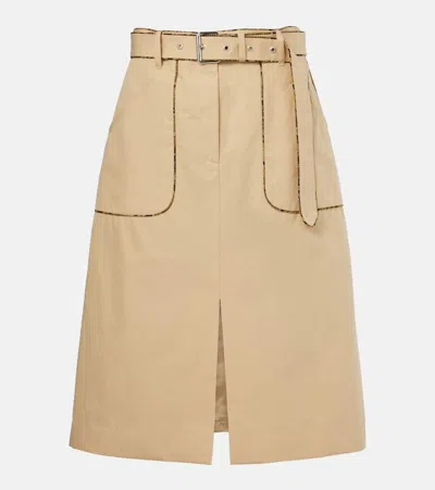Dries Van Noten Womens Beige Belted Two-patch-pockets Cotton-poplin Midi Skirt In Beige