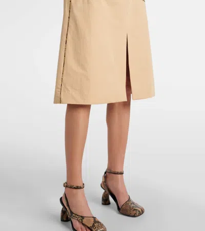 Dries Van Noten Womens Beige Belted Two-patch-pockets Cotton-poplin Midi Skirt In Beige