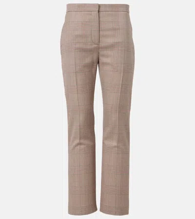 Alexander Mcqueen Kickback Checked Wool Flared Pants In Neutrals