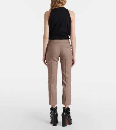 Alexander Mcqueen Kickback Checked Wool Flared Pants In Neutrals