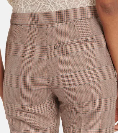 Alexander Mcqueen Kickback Checked Wool Flared Pants In Neutrals