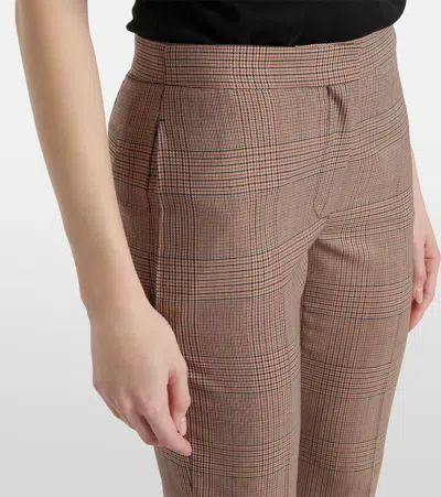 Alexander Mcqueen Kickback Checked Wool Flared Pants In Neutrals