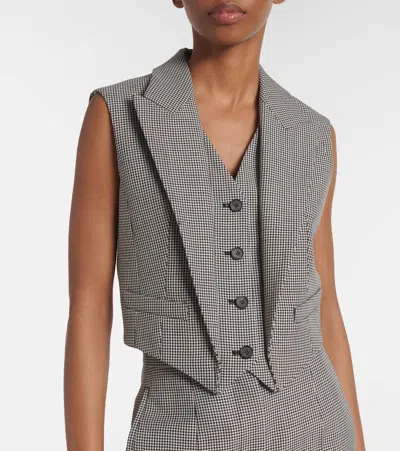 Alexander Mcqueen Houndstooth Wool And Mohair Vest In Black