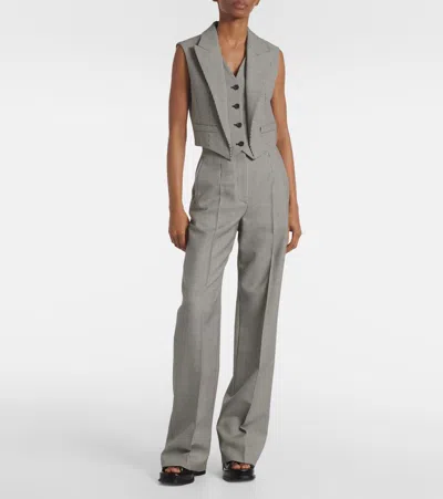 Alexander Mcqueen Houndstooth Wool And Mohair Vest In Black