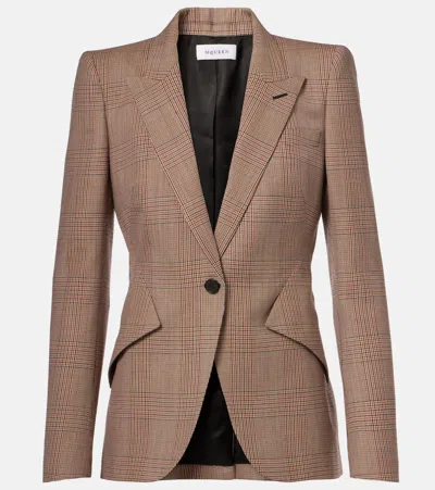 Alexander Mcqueen Single-breasted Wool Blazer In Beige