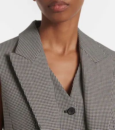 Alexander Mcqueen Houndstooth Wool And Mohair Vest In Black