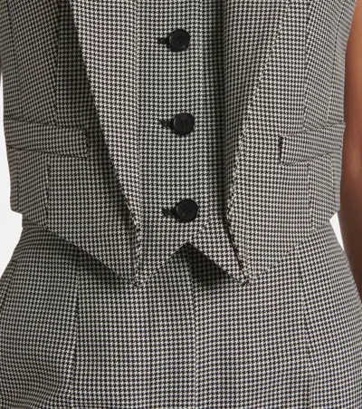 Alexander Mcqueen Houndstooth Wool And Mohair Vest In Black