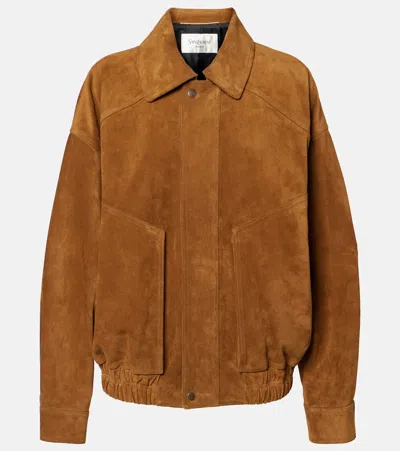 Saint Laurent Contemporary Silhouette Suede Jacket In Brown