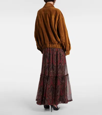 Saint Laurent Contemporary Silhouette Suede Jacket In Brown