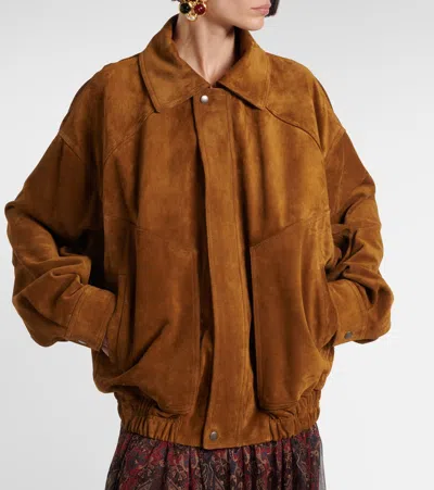 Saint Laurent Contemporary Silhouette Suede Jacket In Brown
