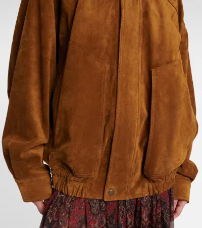 Saint Laurent Contemporary Silhouette Suede Jacket In Brown