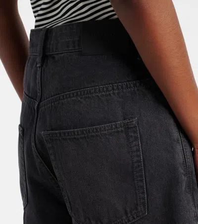 Saint Laurent Faded Denim Bermuda Shorts In Black