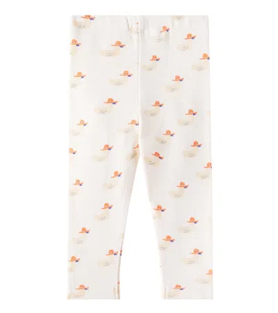 Tinycottons Baby Ducks Cotton-blend Jersey Leggings In Neutral