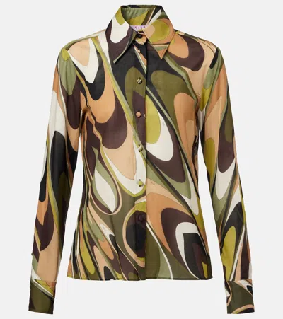 Pucci Onde Cotton Muslin Shirt In Green