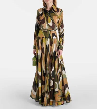 Pucci Onde Cotton Muslin Shirt In Green