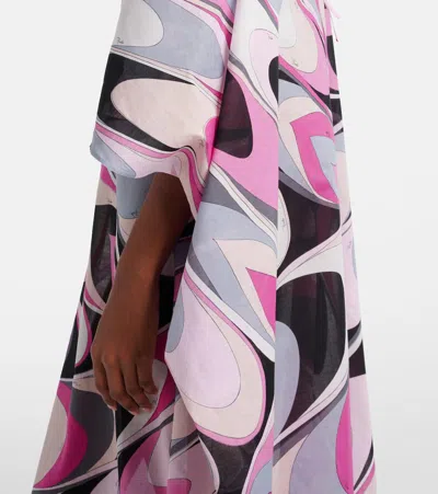 Pucci Wave Print Cotton Kaftan In Black