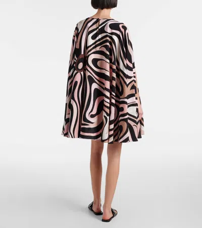 Pucci Abstract Pattern Silk Shirt With Long Sleeves In Beige