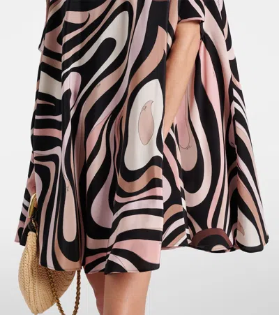 Pucci Abstract Pattern Silk Shirt With Long Sleeves In Beige